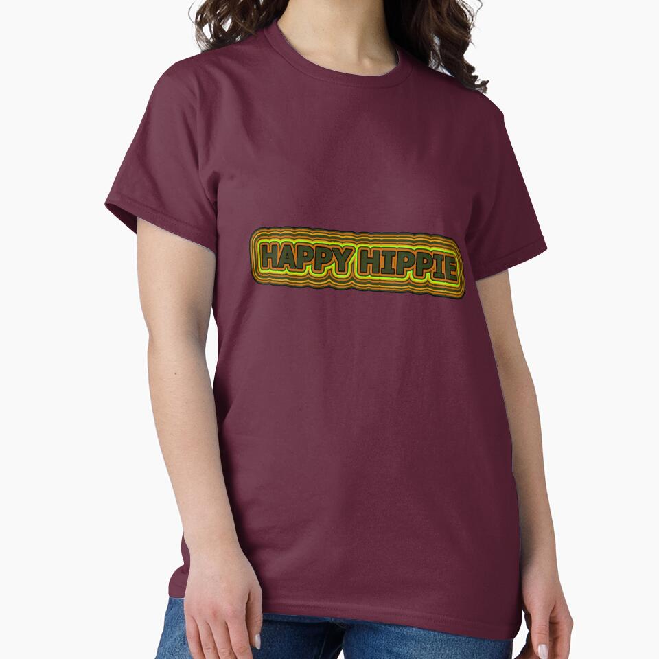 Happy Hippie Words Earthy Tones Hippie Vibes Retro Lines 4 of 4 by Beachy