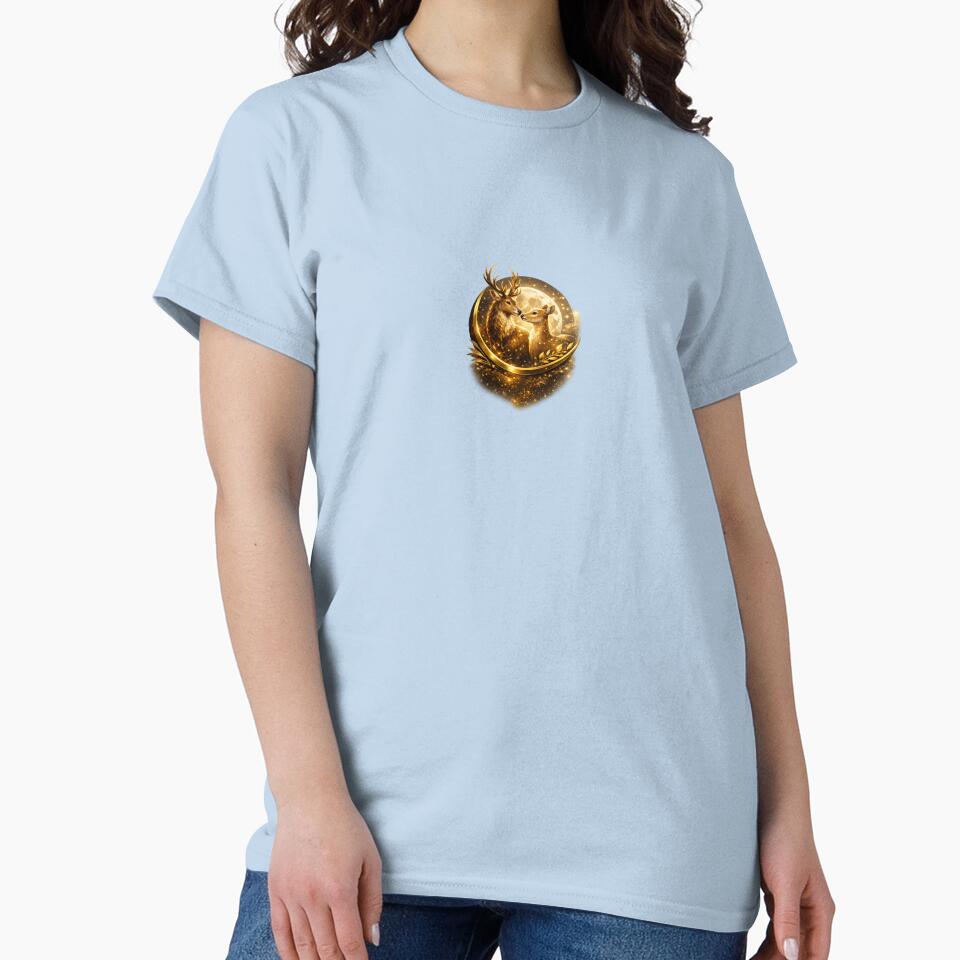 "Luxury Deer Couple Moon Logo – Premium Golden Stag & Doe" by KALA-PXL