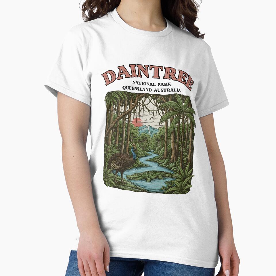 Daintree National Park Australia Vintage Rainforest Cassowary & Crocodile by LittleArij