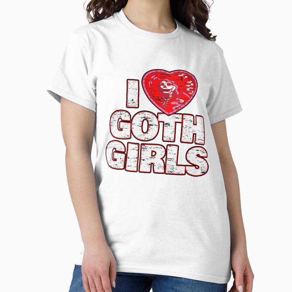 Distressed Retro Skeleton I Love Goth Girls Heart Love Goth by Countrysmart