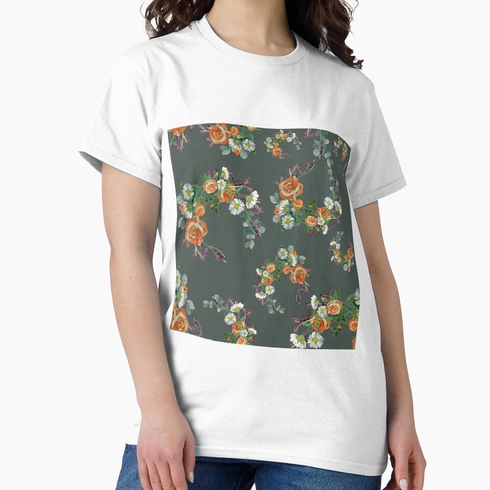 Flower rose daisy branch pattern a watercolor turquoise by Yana Mustafina | Boho Soulful Designs