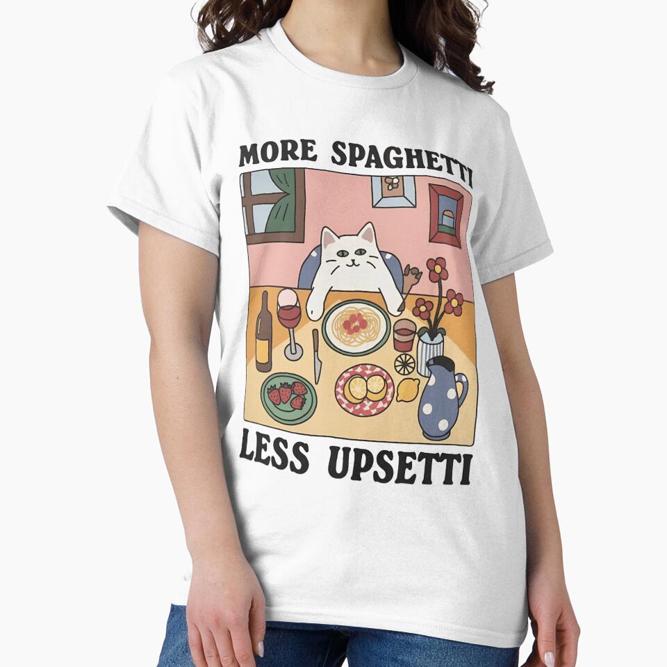 Cute Cat Art More Spaghetti Less Upsetti by janettavolkme