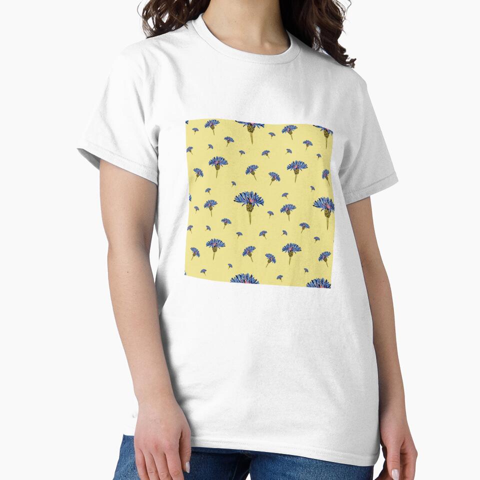 Flower blue violet pattern hand drawn watercolor yellow by Yana Mustafina | Boho Soulful Designs