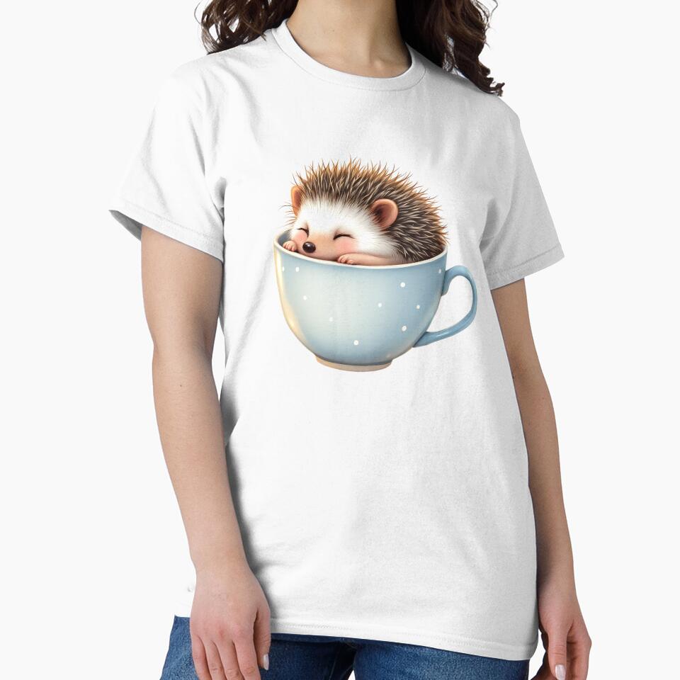 Cute Sleeping Hedgehog in Teacup by ZetaDream