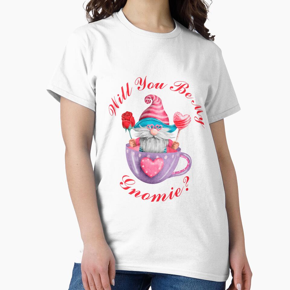 Valentine Gnome, Valentines Day Shirt, Valentines Gnome Shirt, Will You Be My Gnomie? by amazinGraphic