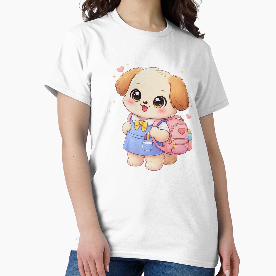 Kawaii Puppy to School - Cute Dog with Pink Backpack. by Lylysun