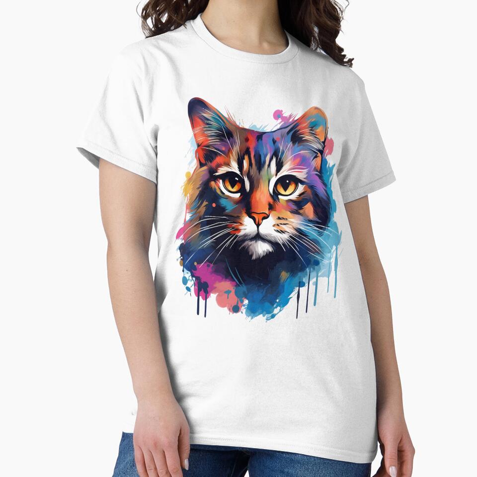 Cat Graffiti Graphic Print T-Shirt by ameowzingdesign