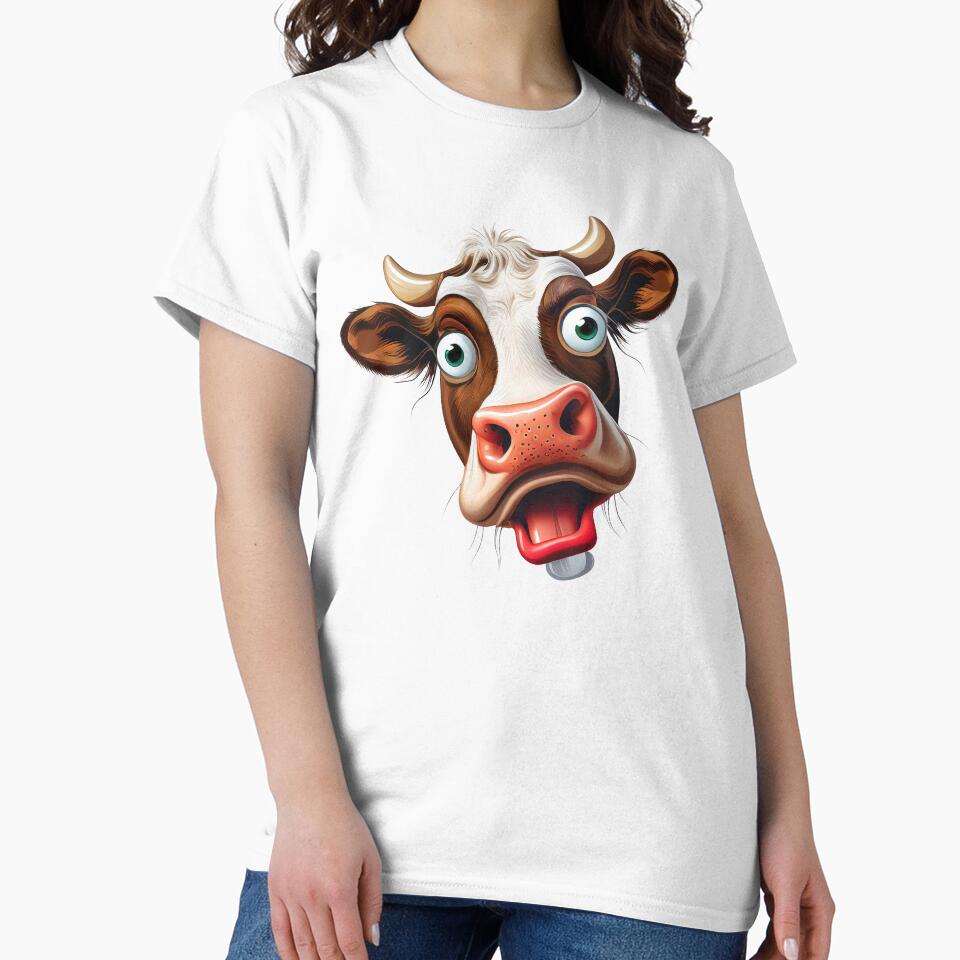 Surprised Cow: A Humorous and Whimsical Design by ThriveShop
