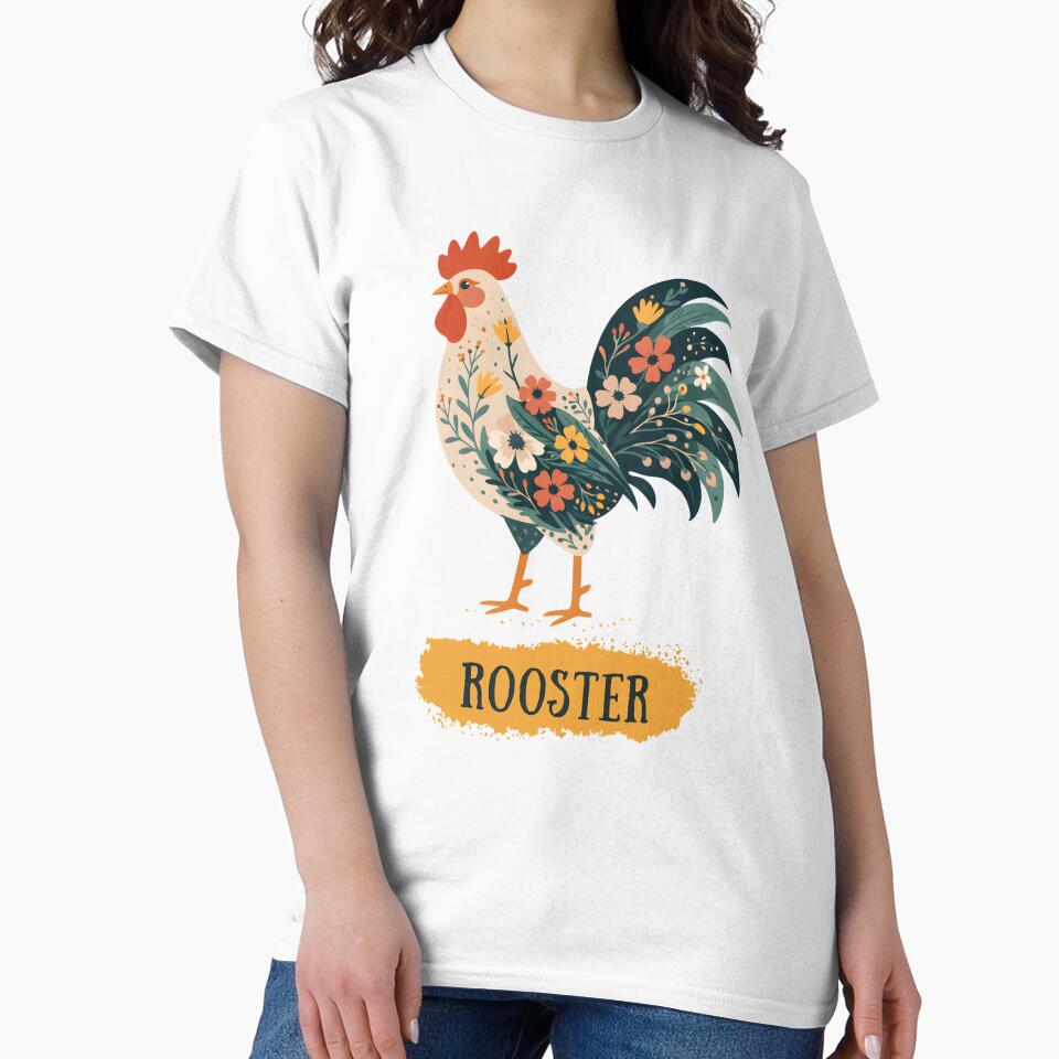 Floral Rooster For Men Rustic Country Chicken Rooster Groovy Floral by Tbinl