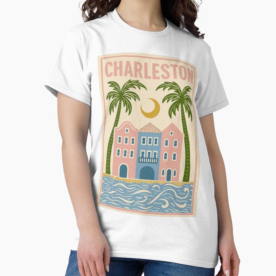 Charleston, SC vintage folk art poster by Spanish Castles