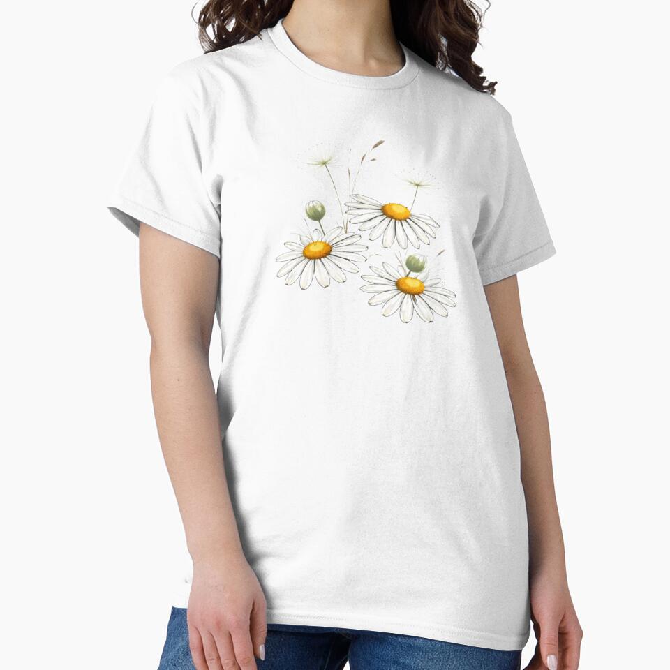 Minimalist Daisy Flowers Botanical Aesthetic Design by LoppiPrintShop