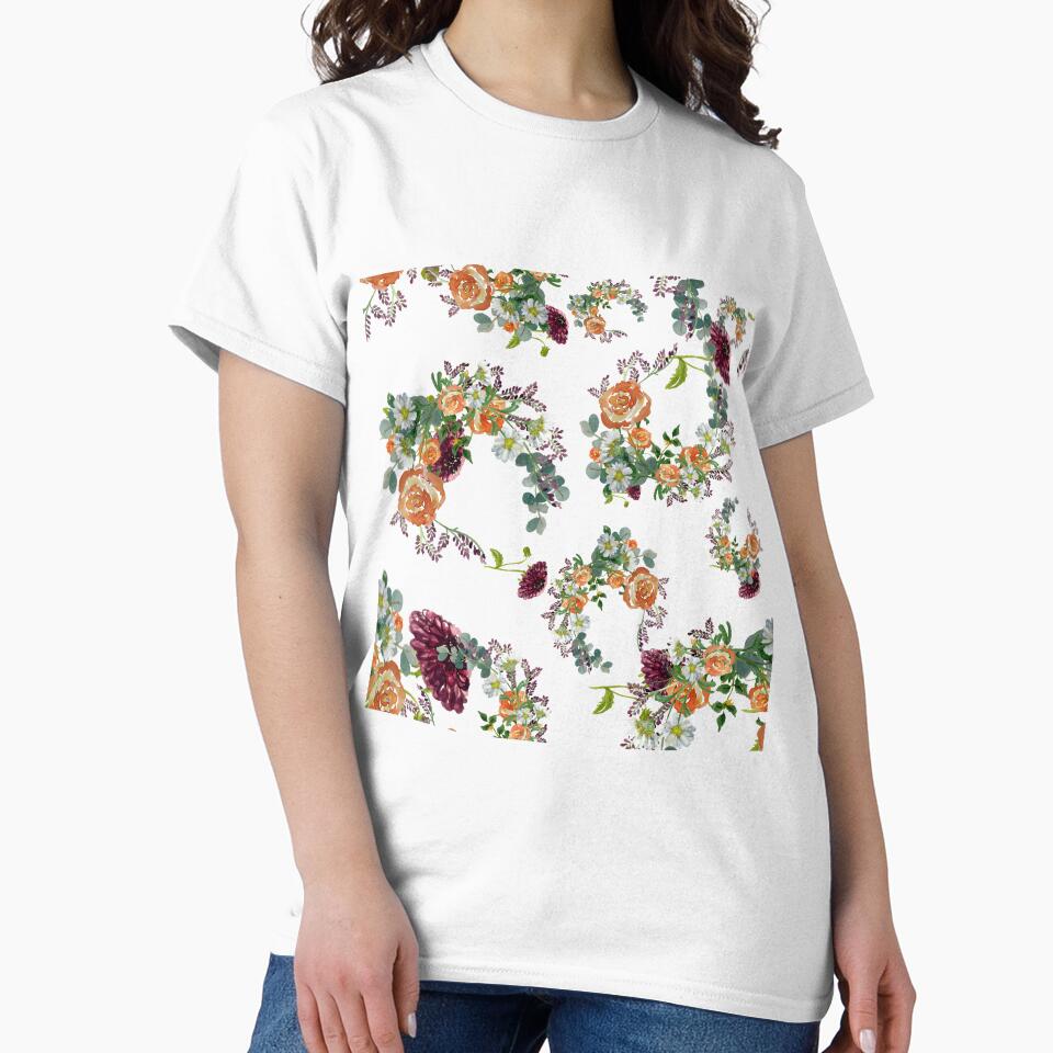 Dahlia red rose daisy pattern watercolor by Yana Mustafina | Boho Soulful Designs