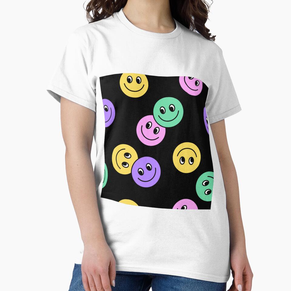 Seamless pattern of Colorful Happy face icon. Smiling Emoticon texture. Smile background. Smile Face icon all over print. Happy Faces for Men's & Women's Fashion by TeeFashionShop