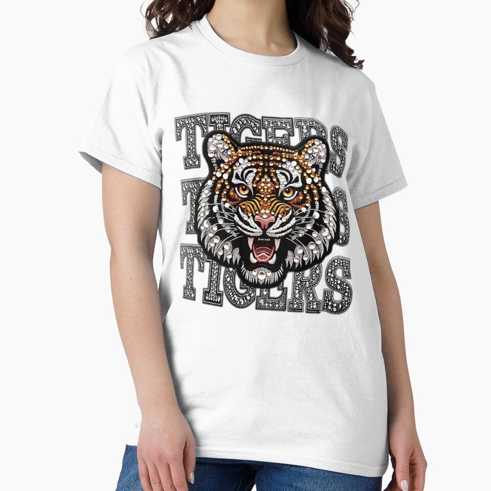 Sparkly Tiger Png, Faux Embroidery Png, Mascot Png, Rhinestone Tiger Png, T-Shirt Design by PrintArtAngie