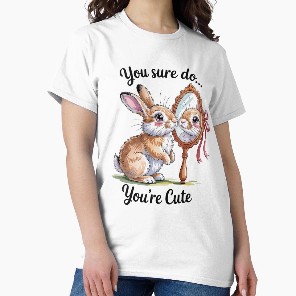 Cute Bunny Tee, Oversized, Mirror Rabbit by HaileyRobel