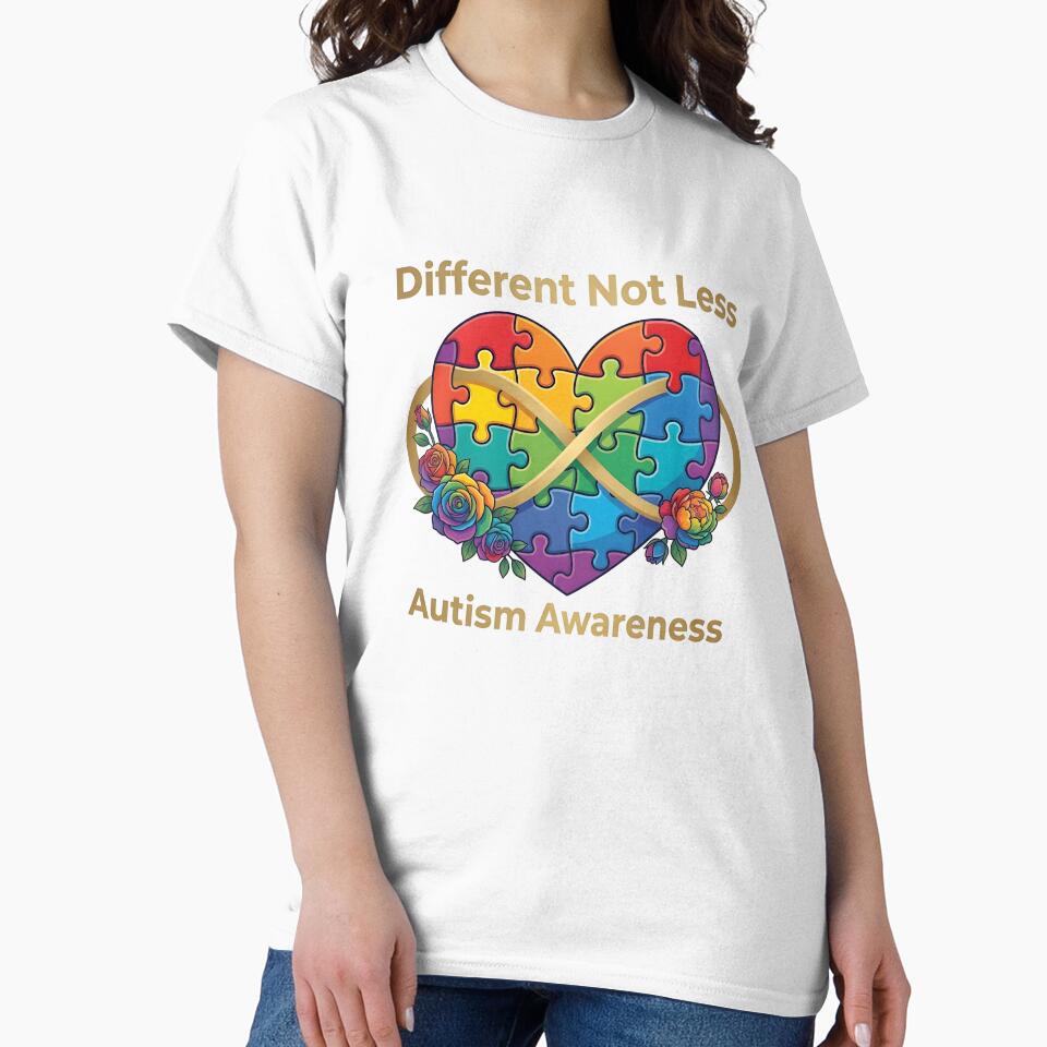 Different Not Less – Rainbow Puzzle Heart Autism Awareness Graphic by CoastalEmp