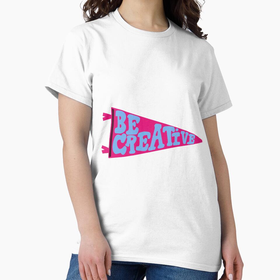 Be Creative Pennant Flag | Pink and Light Blue Banner | Fun Inspirational Typography by Giulia  Palazzo