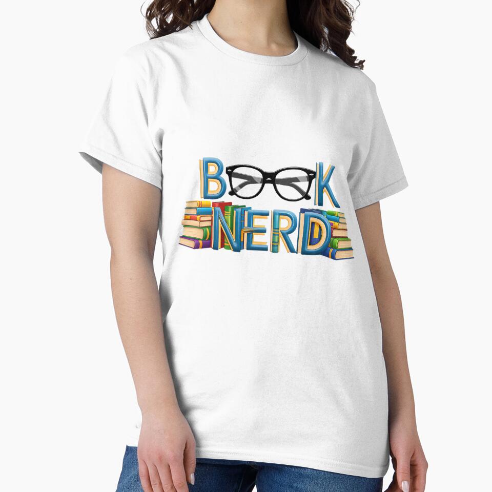 Book Nerd Typography With Glasses And Stack Of Books by pumsquare