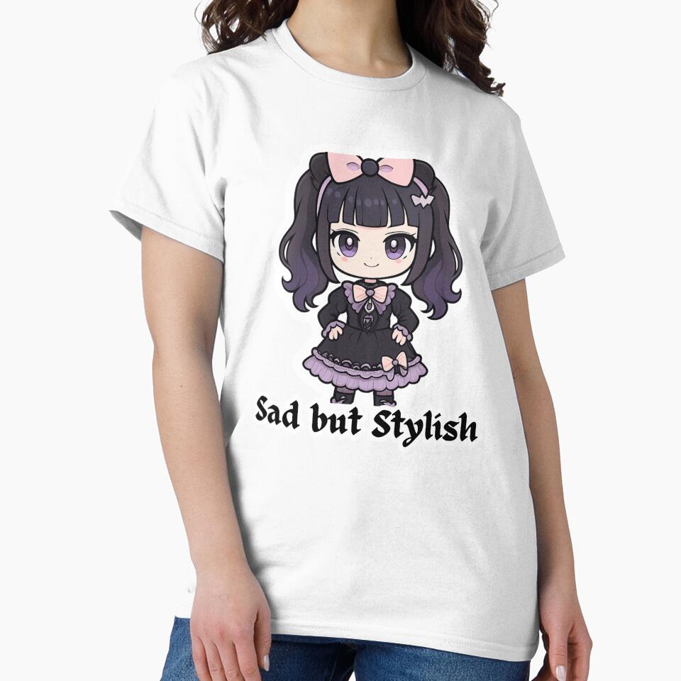 Sad but Stylish Cute Goth Girl Kawaii Dark Aesthetic Sticker by LumereAndCoeur