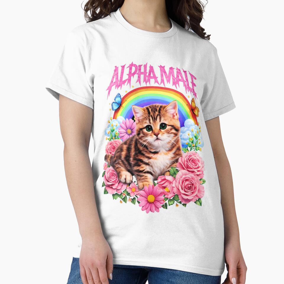 Alpha Male Funny Kitten Rainbow Floral by skshop8