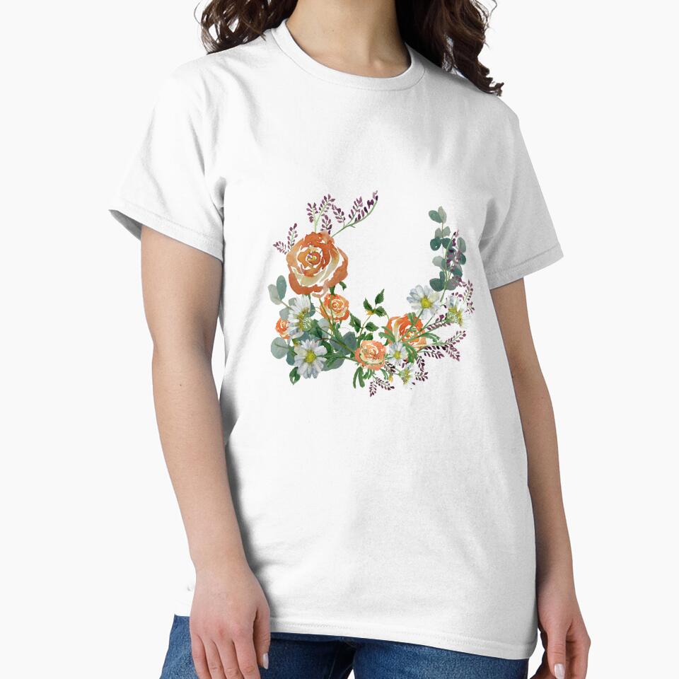 Flower rose daisy branch design a watercolor by Yana Mustafina | Boho Soulful Designs
