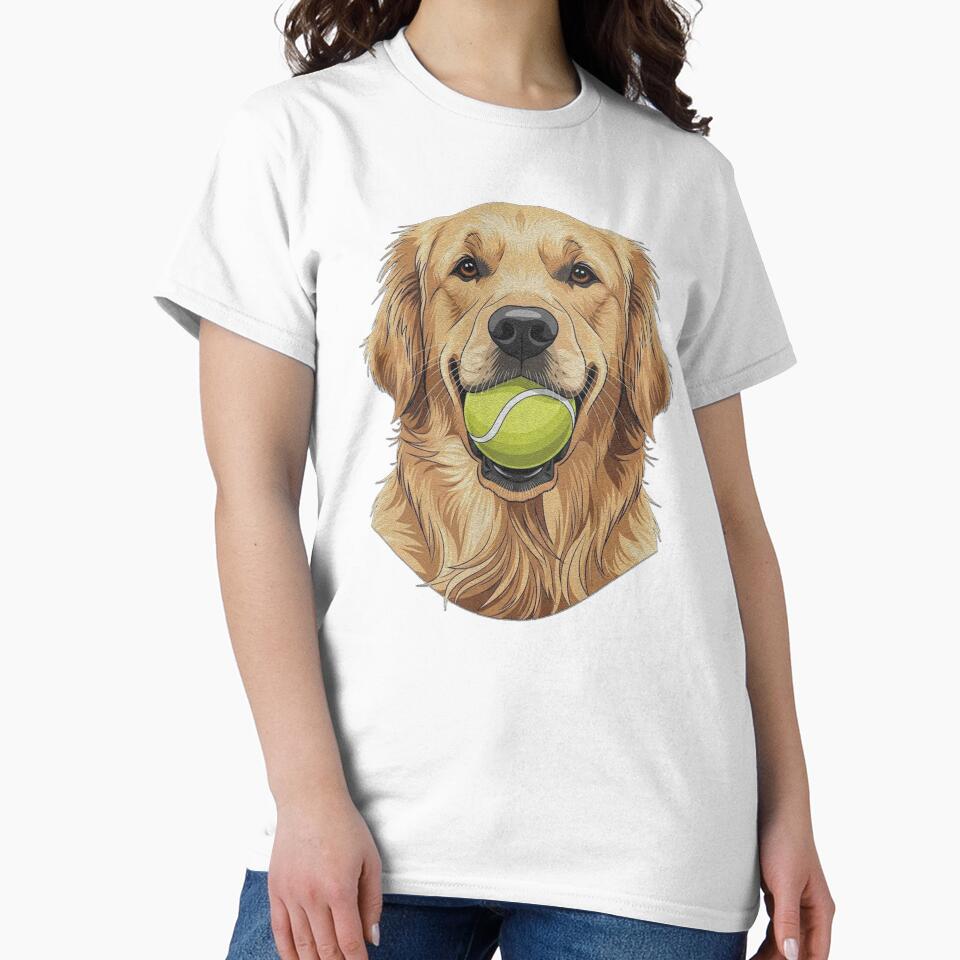 Golden Retriever With Tennis Ball Cute Dog Lover by franktact