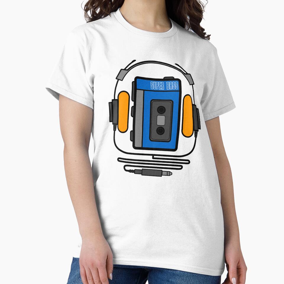 Retro 80s 90s walkman cassette tape player with headphones by smARTwork