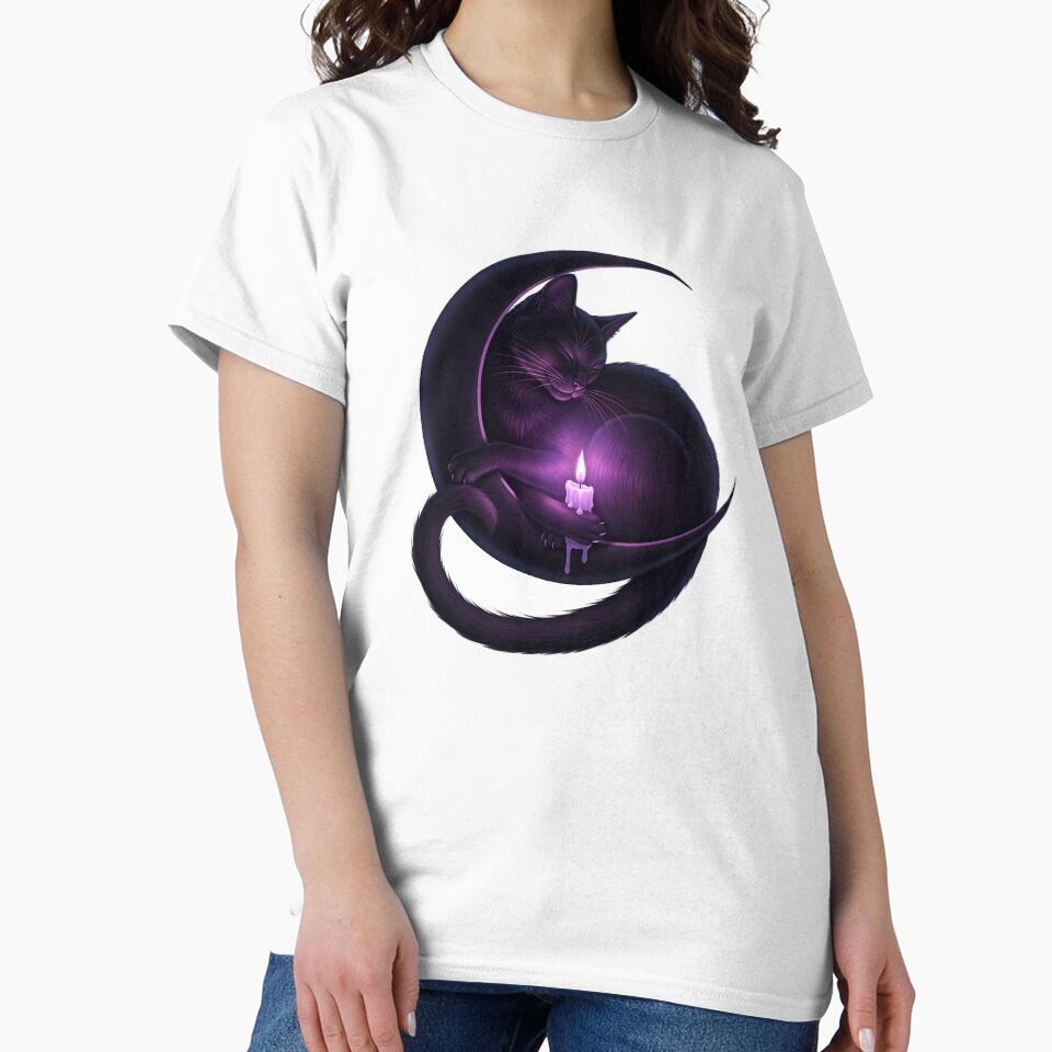Black Cat Crescent Candle Soft Violet Glow by IllumeInk