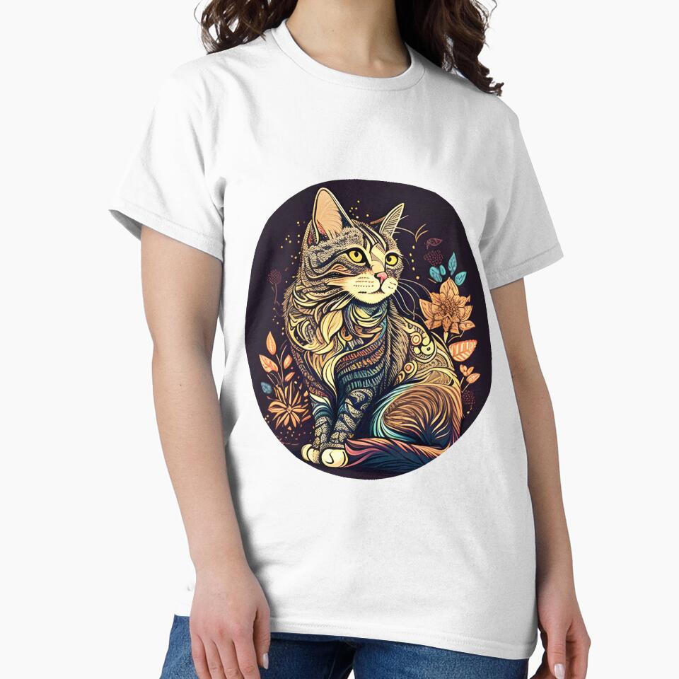 Boho Cat Art Vintage Colorful Lover Design by bernardbowman