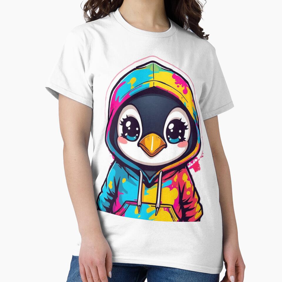 Kawaii Penguin Hoodie Sticker – Colorful Graffiti Street Art Style by DzA-stickers