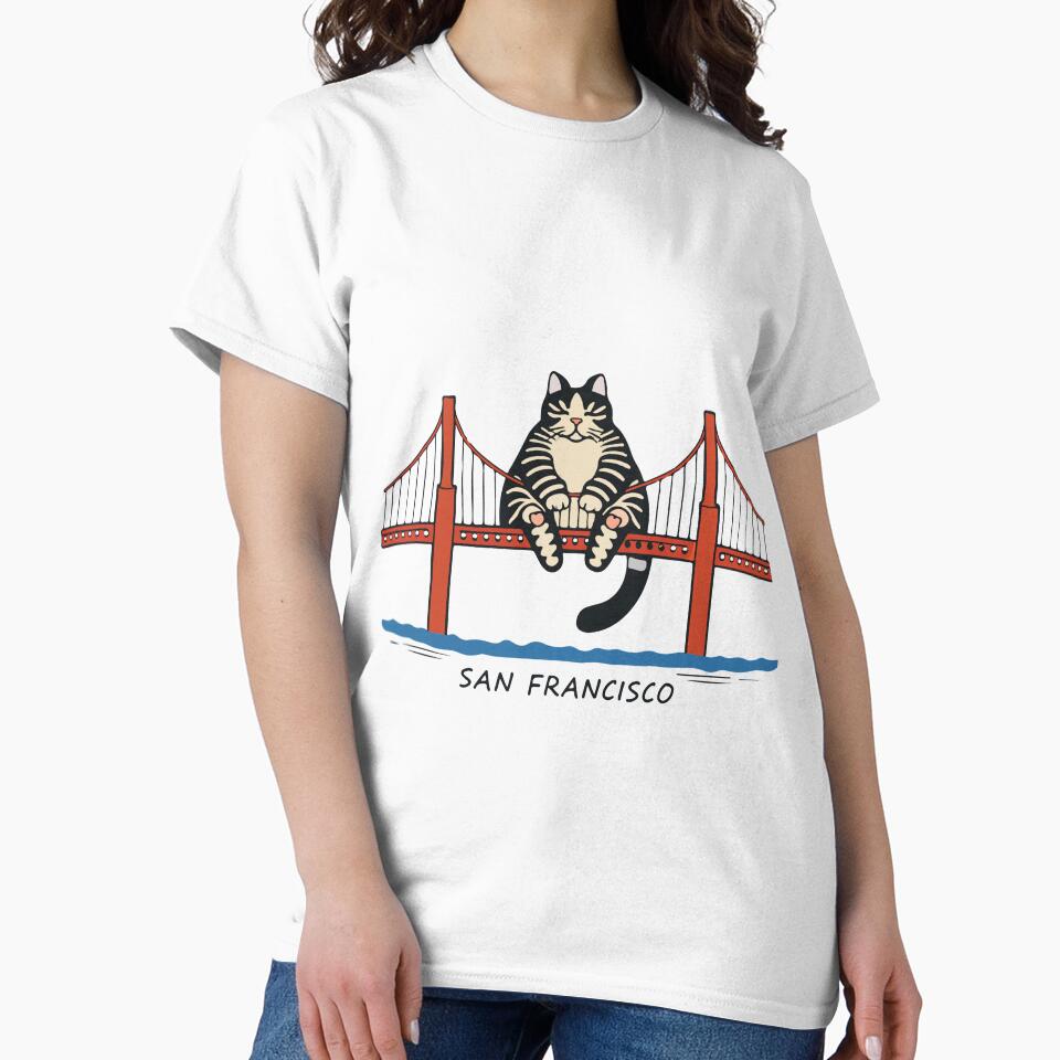 San Francisco Cat Reading Golden Gate Bridge Book Lover Cute Travel Design by kiralynstration