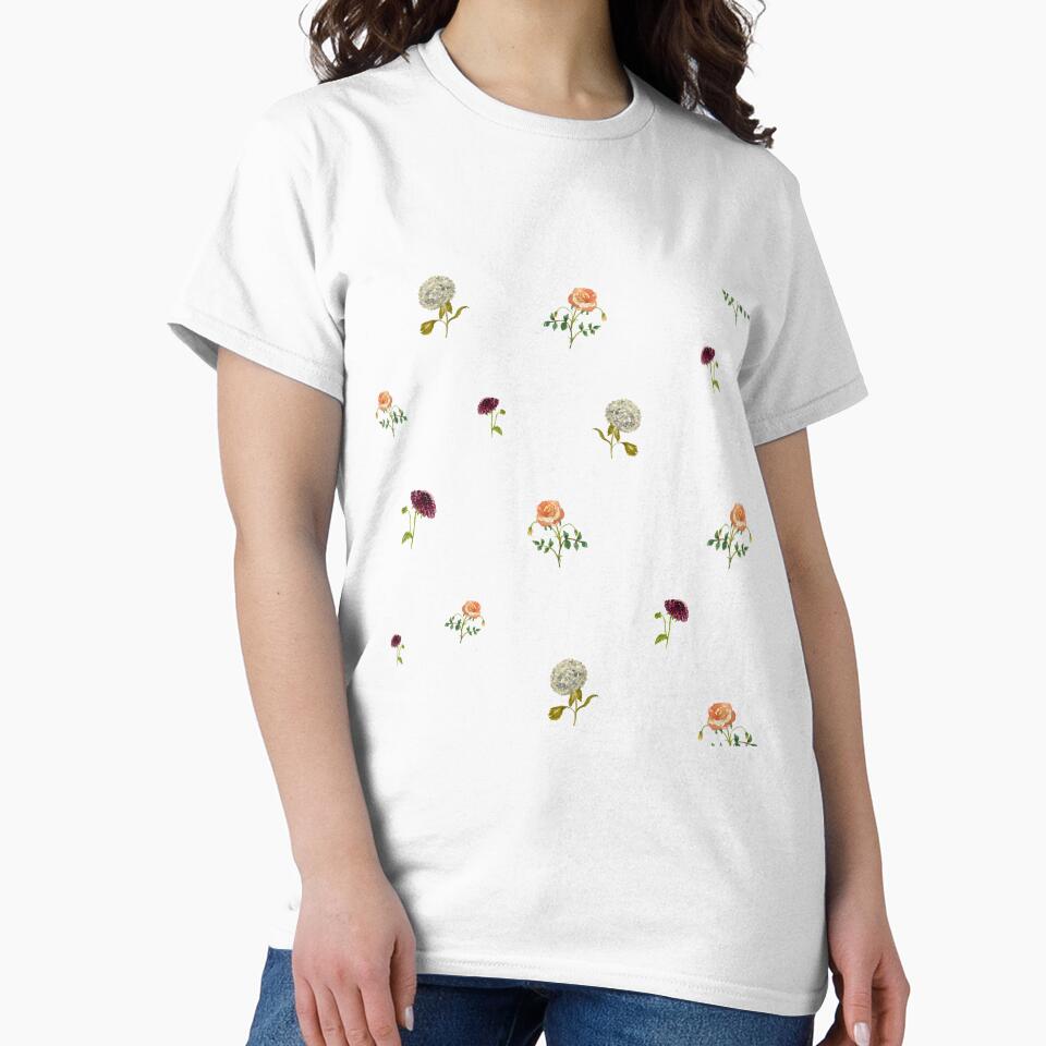 Dahlia hydrangea rose pattern cute a watercolor by Yana Mustafina | Boho Soulful Designs