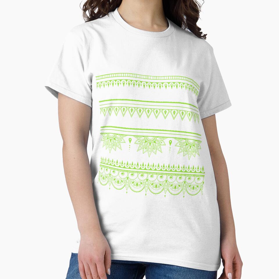 South asian patterns kiwi green on black by Chaoticzarts