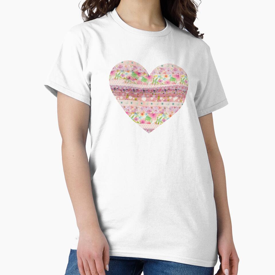 Pink Heart with Flowers and Bunnies by TabbysShop