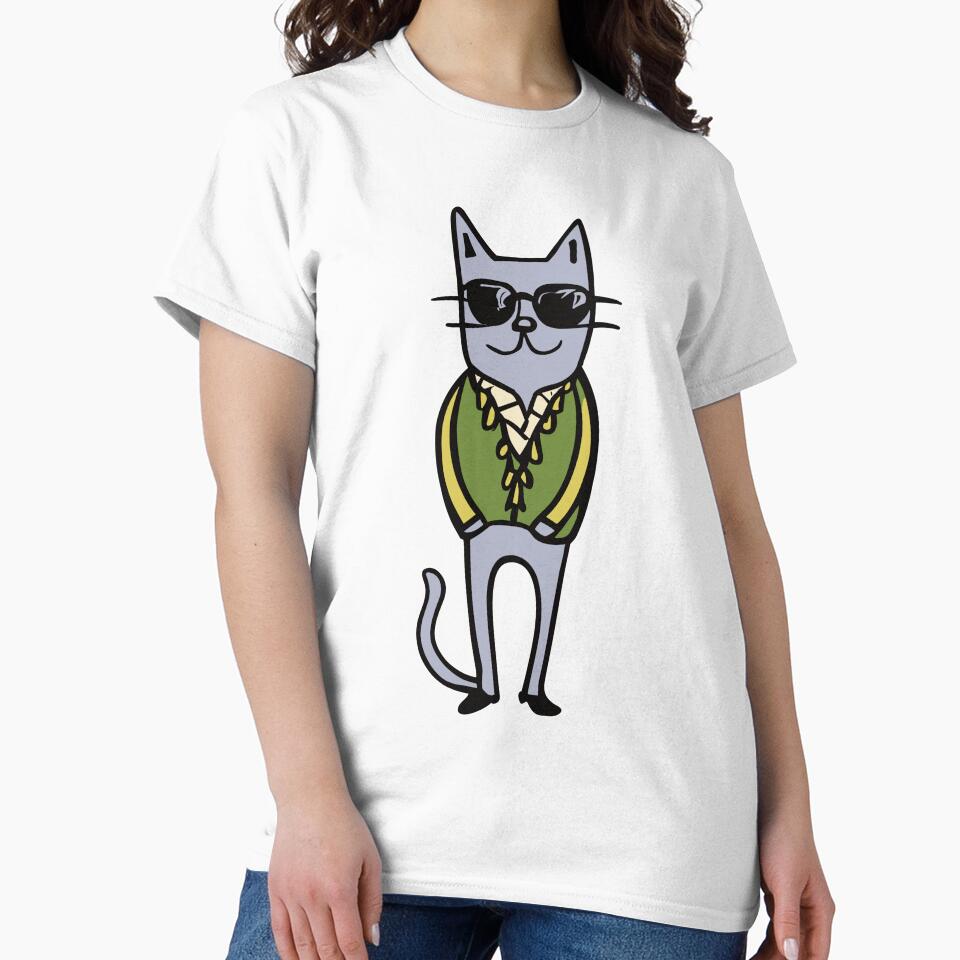 Meow-velous Cat Illustration: A Boho-Chic Tee for the Feline Fanatic by SorryFrog