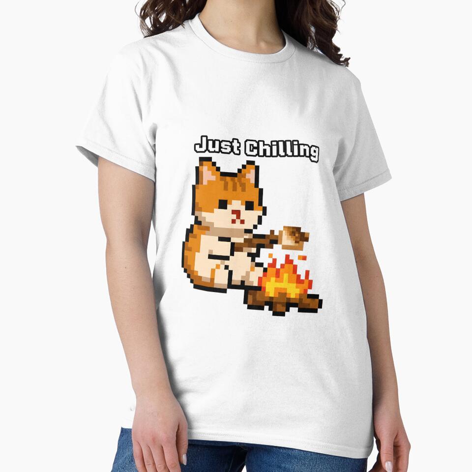 Cute Pixel Cat Campfire - Retro 8-Bit Pixel Art Cat Sprite by ArtisimoSHOP