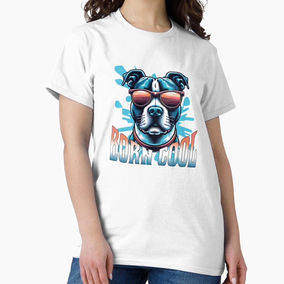 Born Cool Pitbull by Paw Print Tee