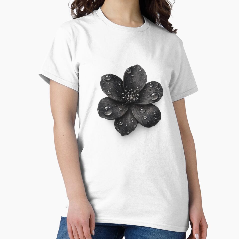 Black Flower With Water Drops Transparent by MKVisions