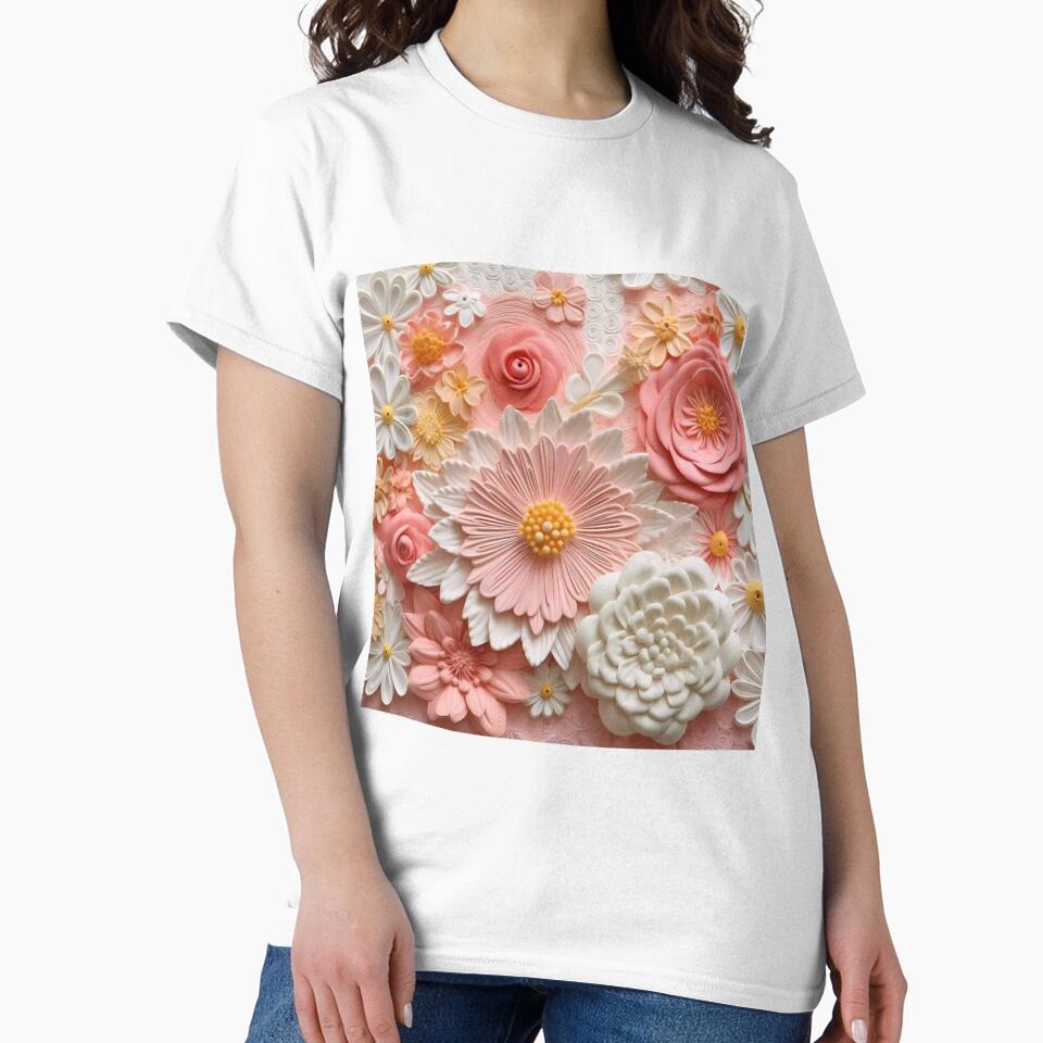 3D Peach and Cream Flowers Graphic – Floral Apparel & Home Decor Design by Compass and a Camera