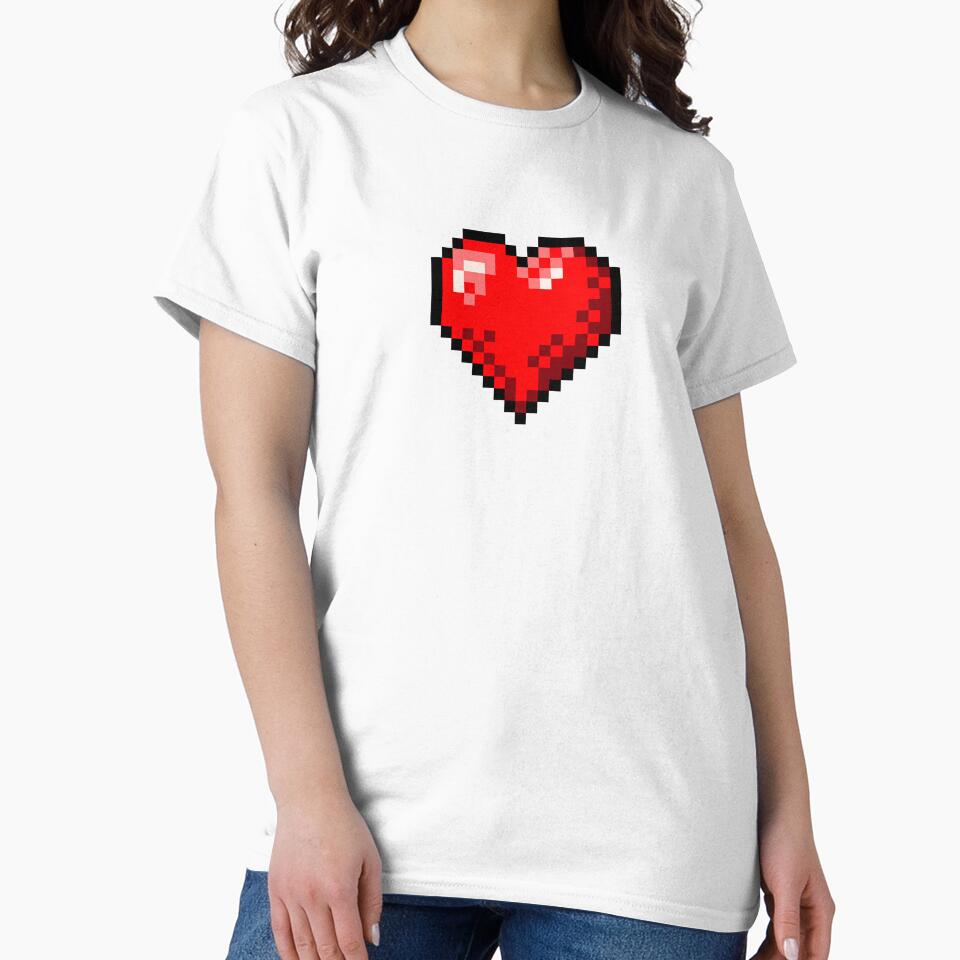Retro Pixel Art Red Heart by OneToTee