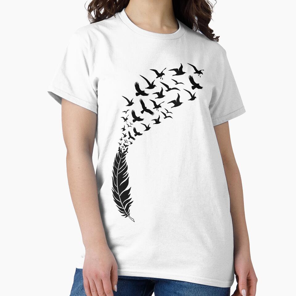 Black feather with flying birds by beakraus