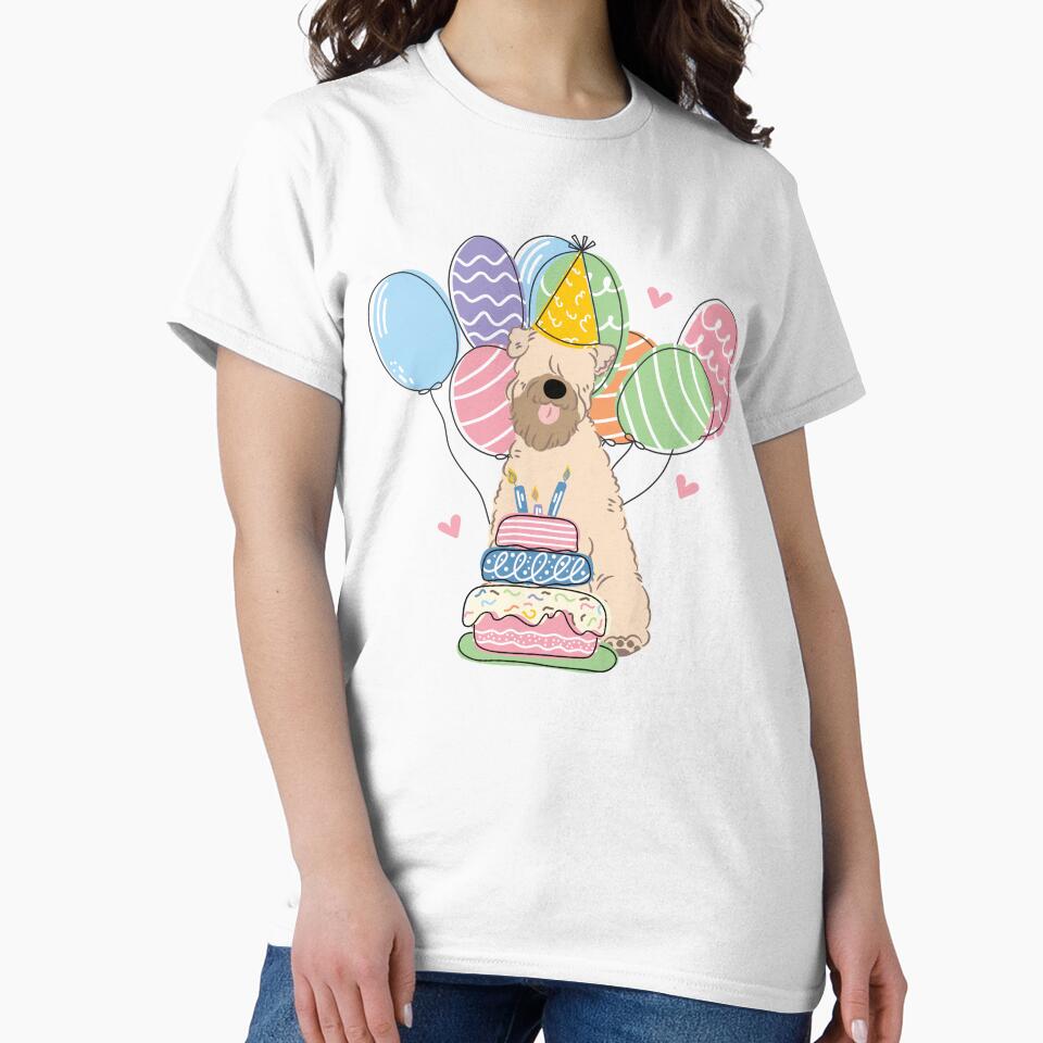 Cream Soft Coated Wheaten Terrier Dog Birthday Party by Lulupainting