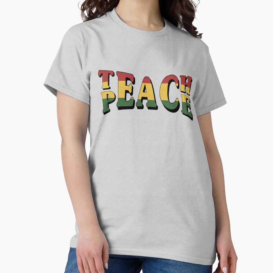 Teach Peace Cool Quote Hippie Rasta Weed Love Music by Sid3walkArt