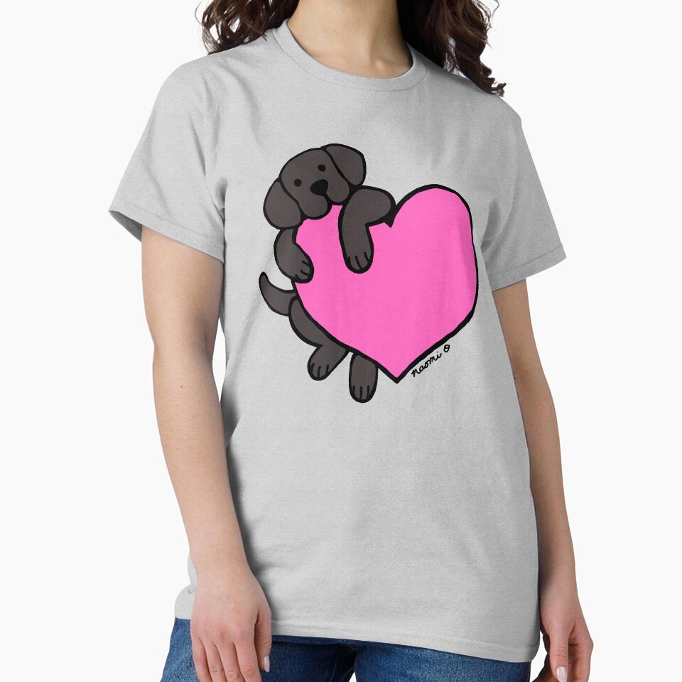 Black Labrador and Pink Heart by HappyLabradors