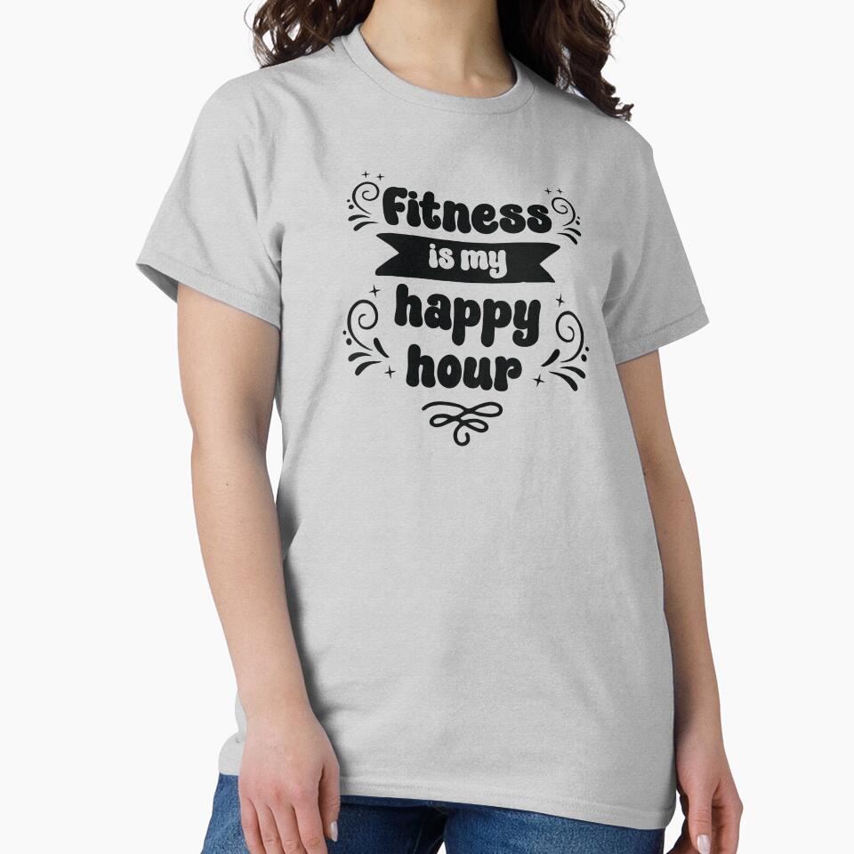 Fitness is My Happy Hour Black Text by inspiredalike