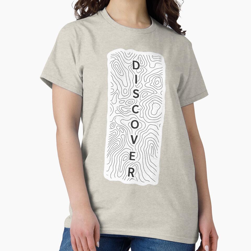 Minimalist Discover Typography Sticker | Vertical Streetwear Design | Topographic Line Art Aesthetic by IconicDesignsXd