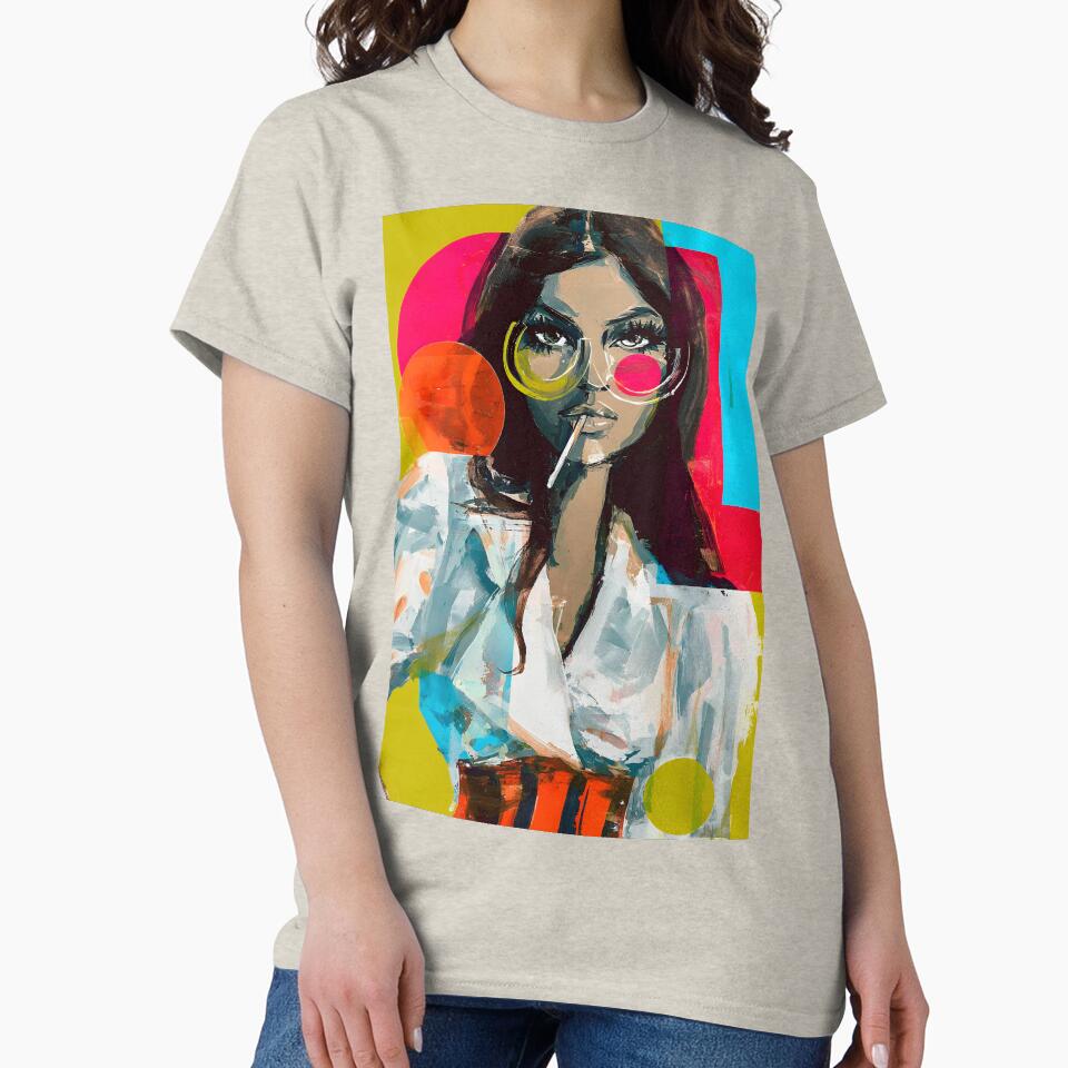 Embrace Bold Pop Art Style with a Fashionable Woman in Oversized Round Glasses by OlfactoART Studio