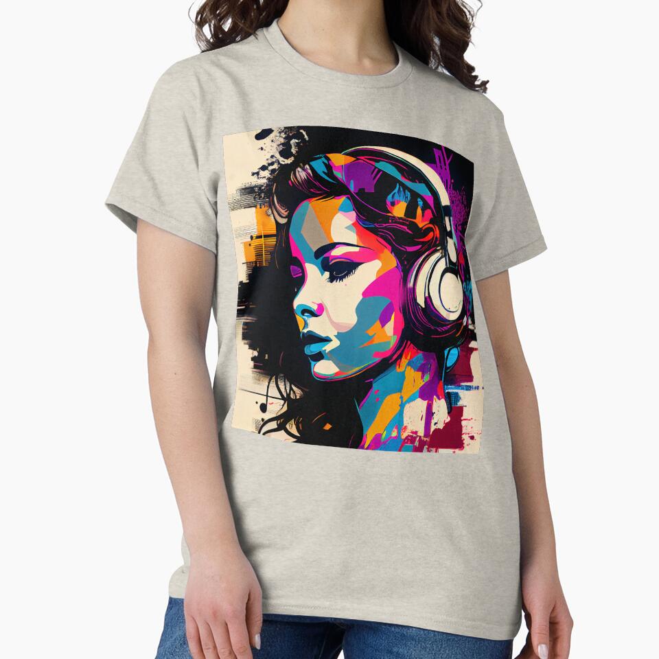 Beautiful music Girl with Headphones in the Style of Pop Art by KOTOdesign