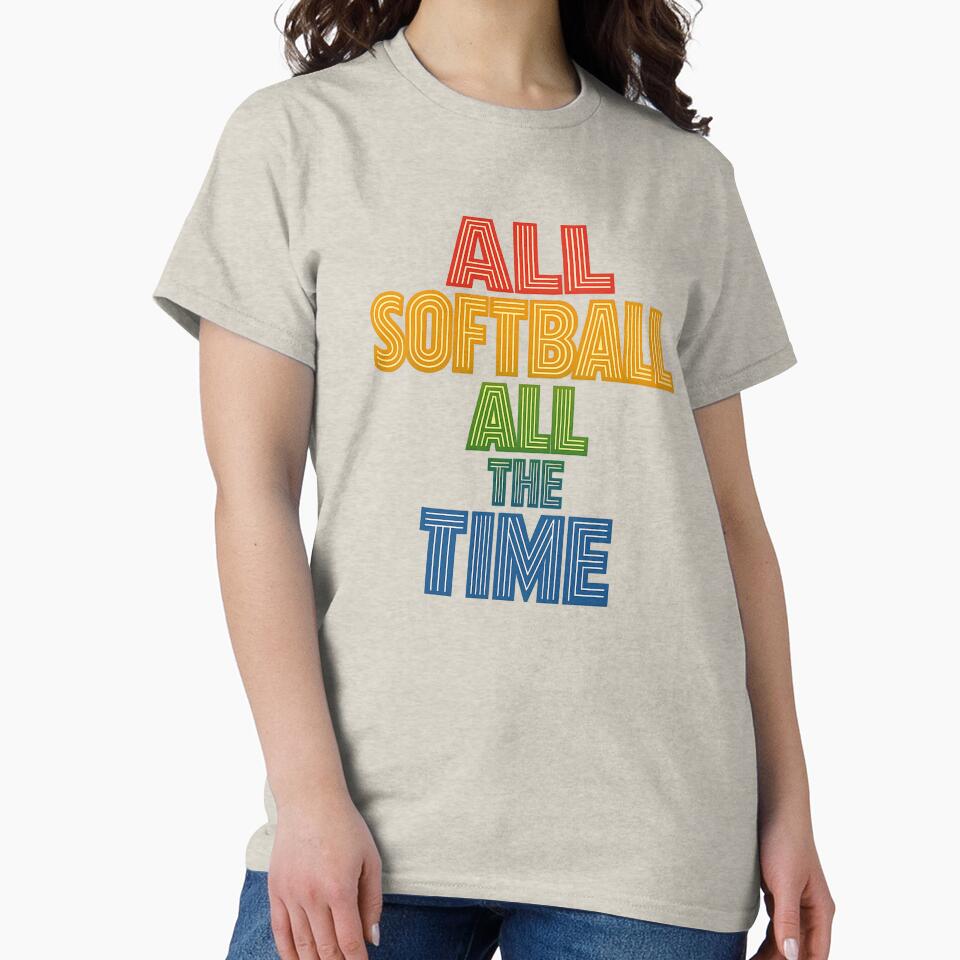 All Softball All The Time  Retro Softball Quote Graphic Softball Player Vintage Softball Typography Clipart by Azulinyo