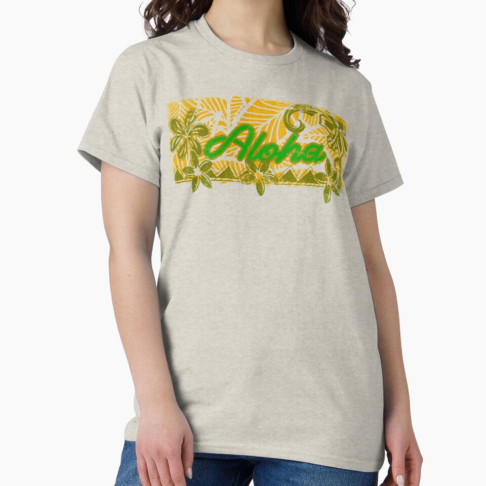 Vintage Distressed Ink Aloha Yellow Floral Banner by sunnthreads